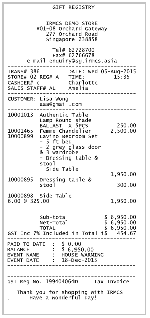 point of sale receipt template