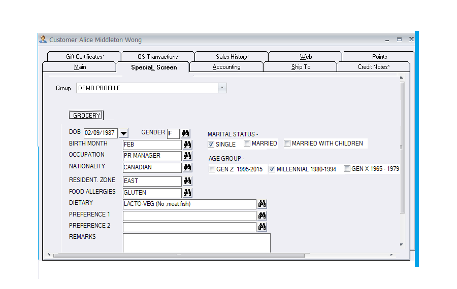 User Definable Customer Demographics CRM User Definable Customer Demographics CRM